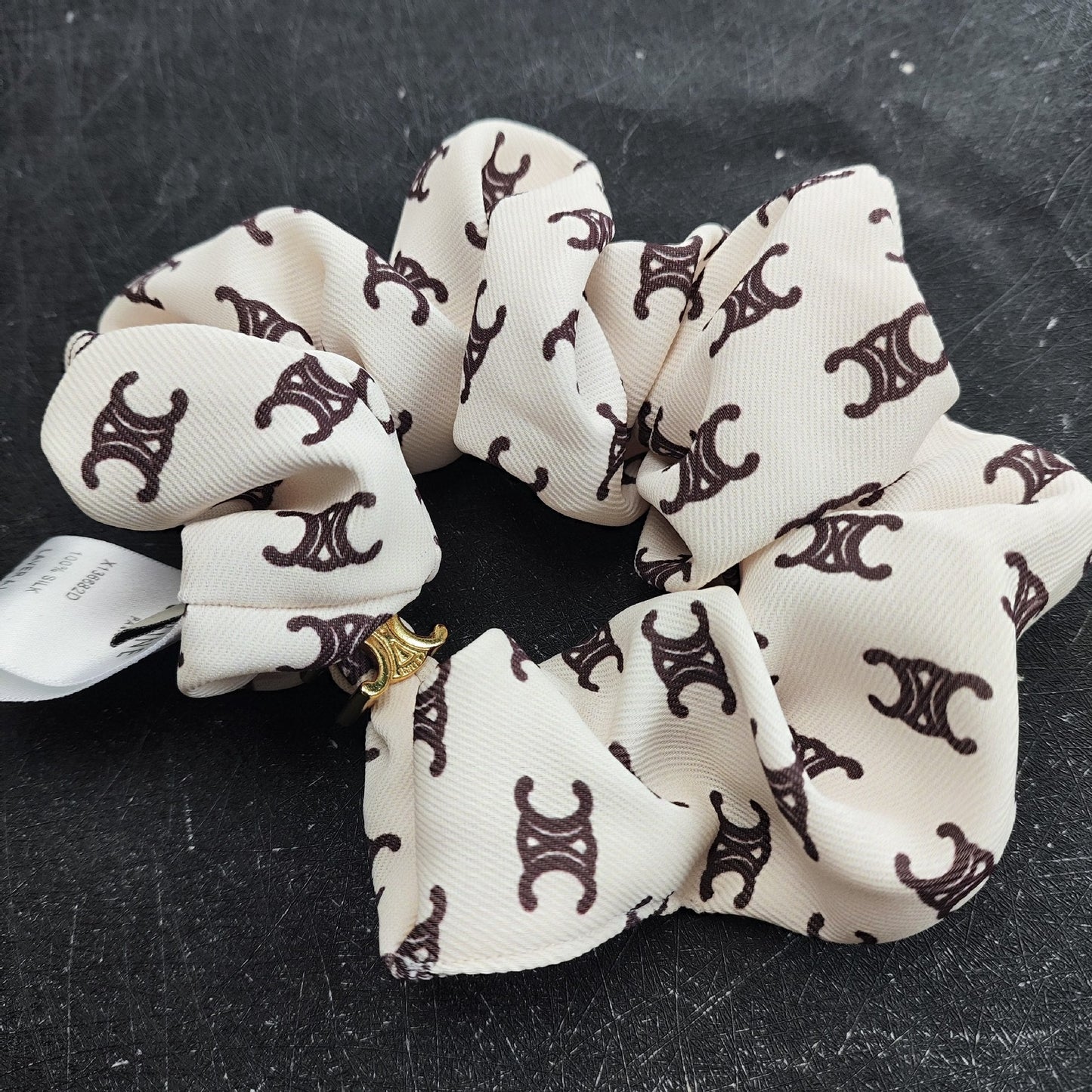 Celine Arc de Triomphe Hair Tie Silk Cotton Hair Tie