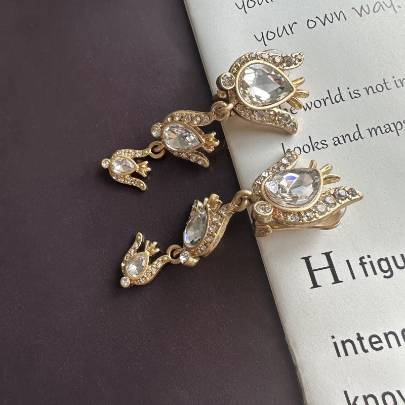 Oscar de la Renta Sophisticated Floral Zircon Stud Earrings & Clip-ons