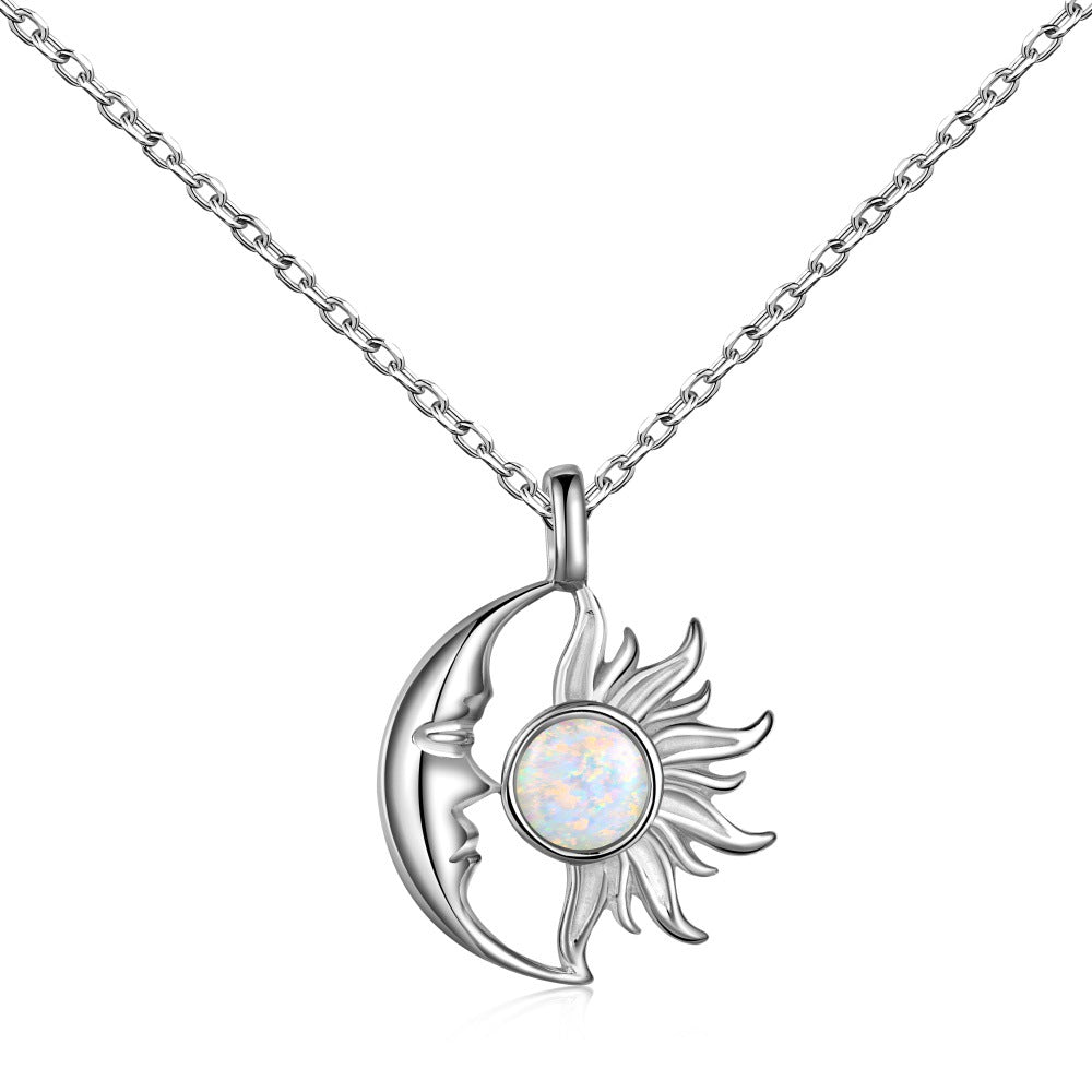 Opal Personality Moon Star Necklaces For Women