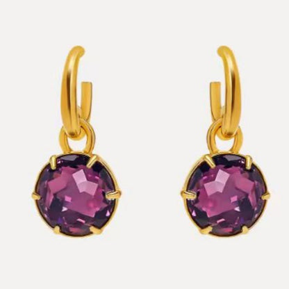 Oscar de la Renta C-Hoop & Round Crystal Pendant Earrings