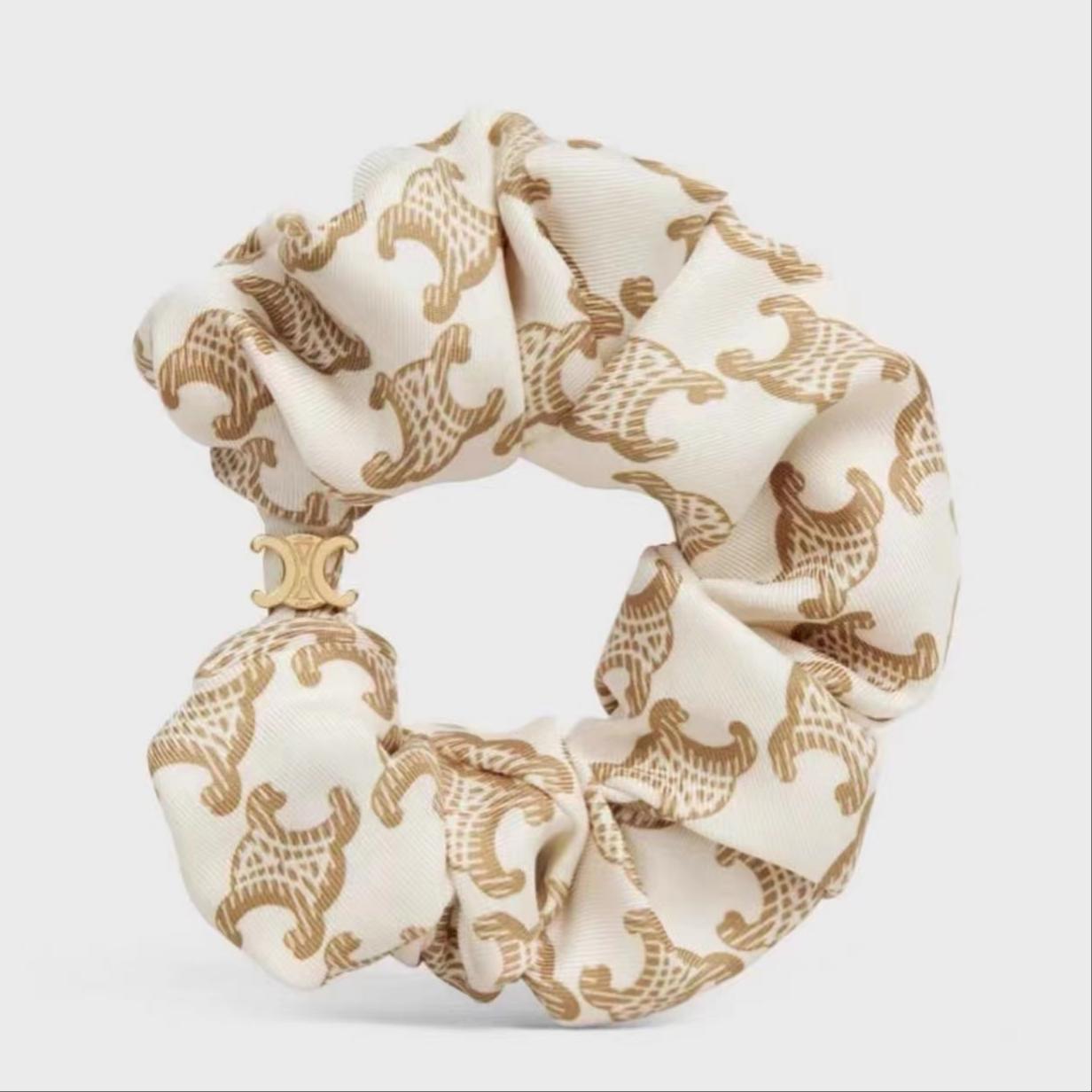 Celine Arc de Triomphe Hair Tie Silk Cotton Hair Tie