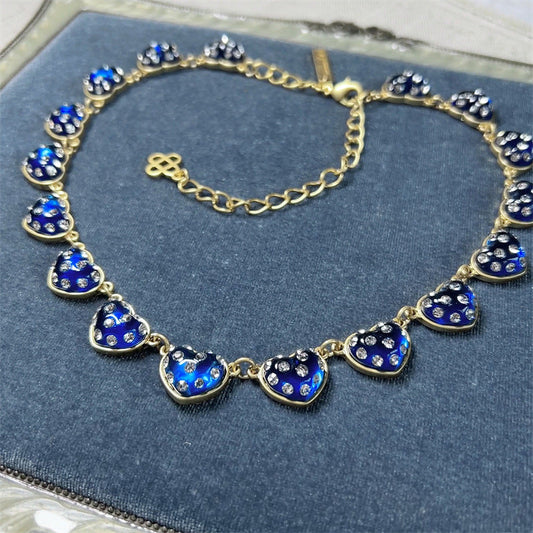 Oscar de la Renta Vintage Matte "Dreamy Heart" Rhinestone Necklace