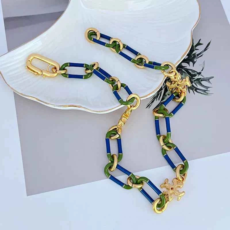 Tory Burch Enamel Chain Bracelet Necklace