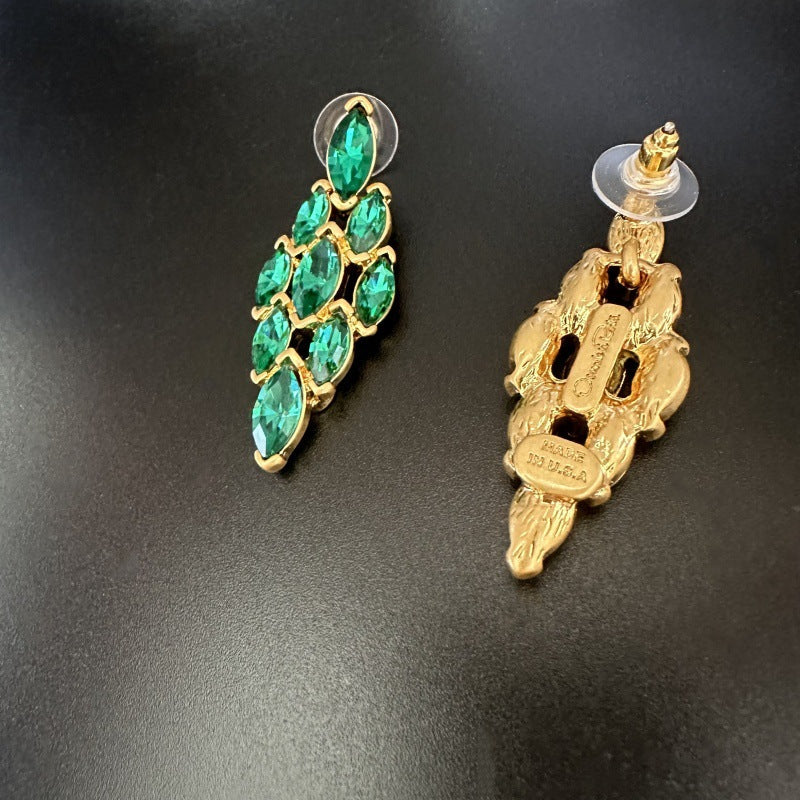 Oscar de la Renta Sparkling Rhinestone Diamond Shaped Earrings