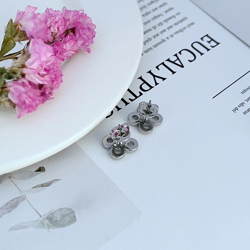 Tory Burch Sweet Diamond Four-Leaf Clover Metal Stud Earrings