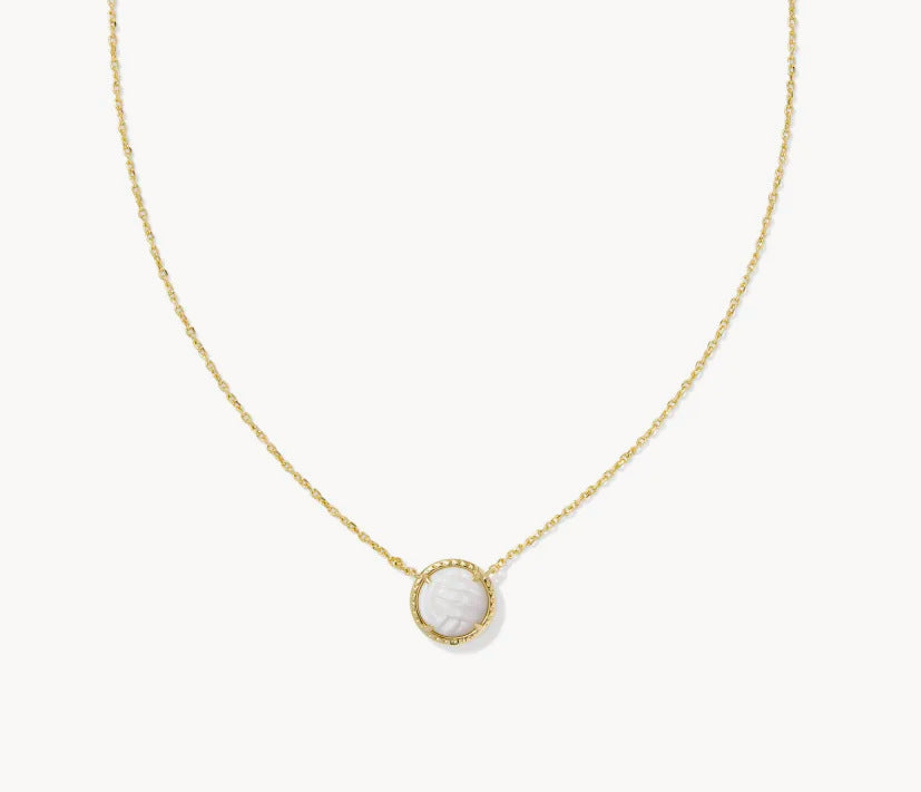 Gold-tone sports pendant necklace with white tennis ball charm in round bezel