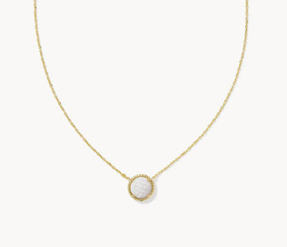 Gold-tone sports pendant necklace with white tennis ball charm in round bezel