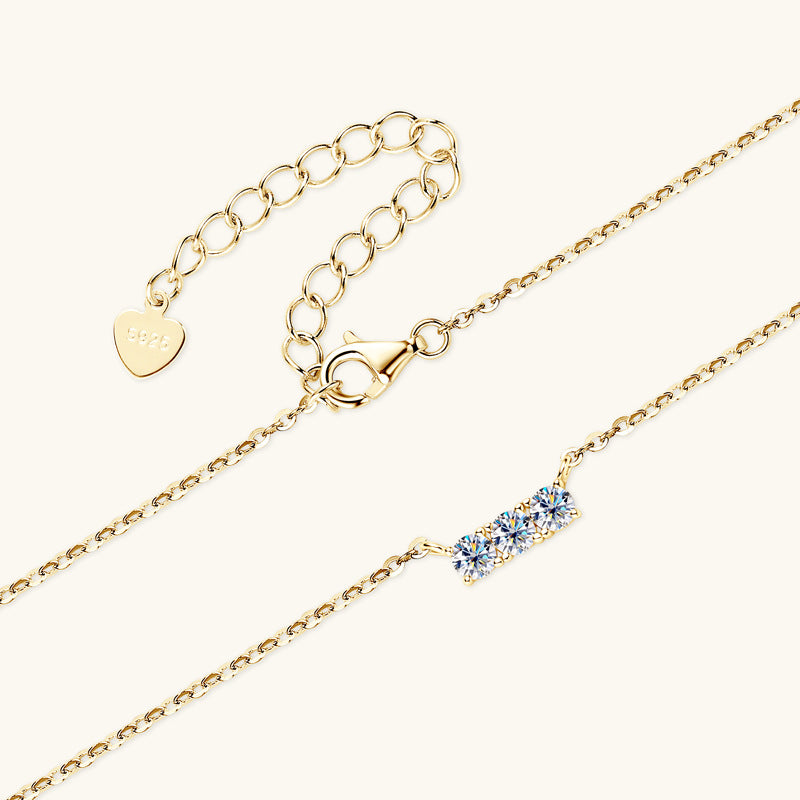 Three-Stone Moissanite Bar Necklace