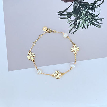 Tory Burch Elegant Natural Pearl Metal Bracelet for Women