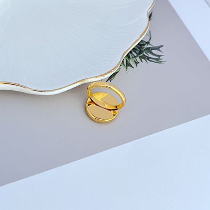 Tory Burch Classic Enamel Geometric Round Logo Metal Ring