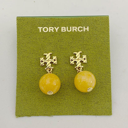 Tory Burch Striped Logo Agate Pendant Earrings women