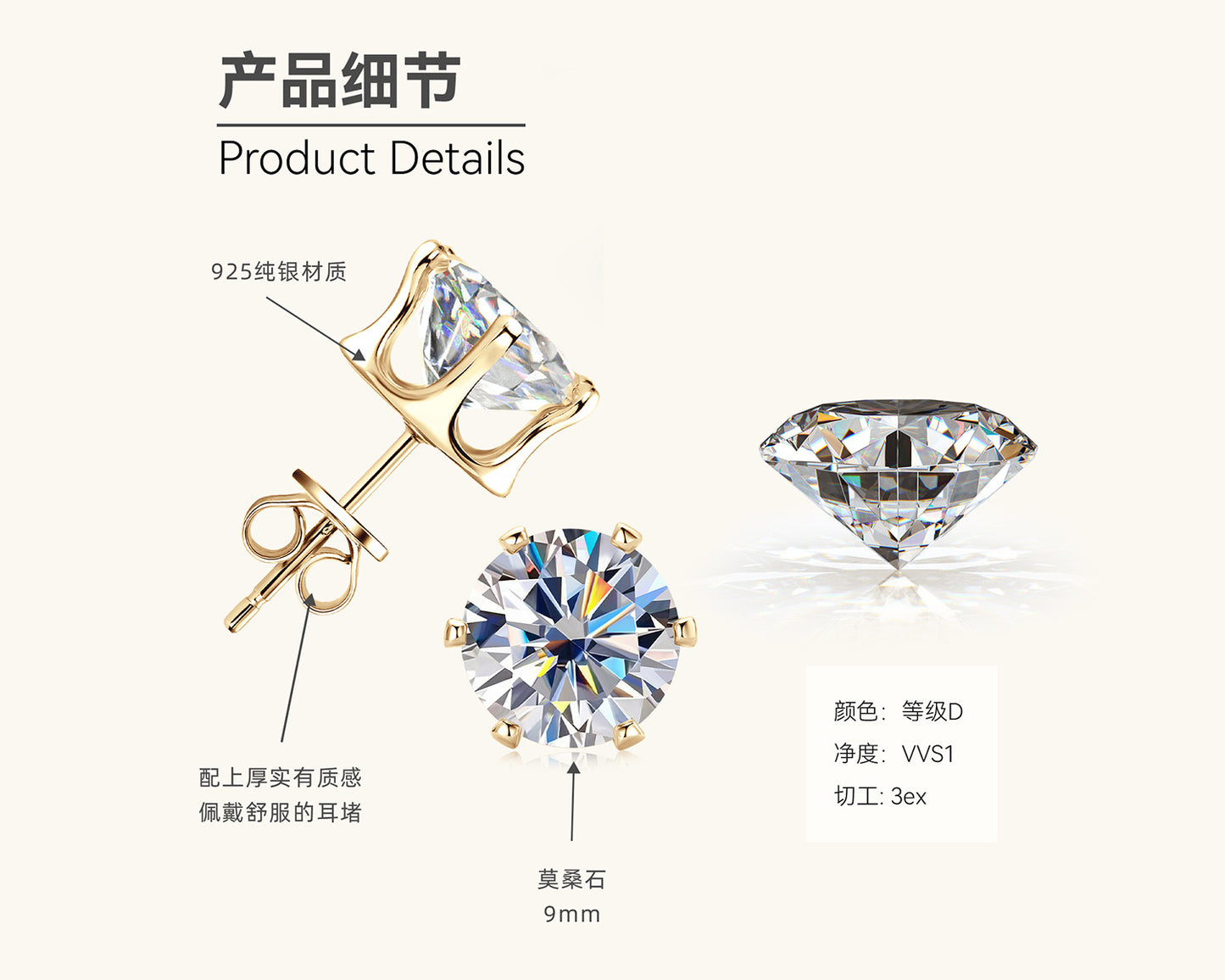 Moissanite Stud Earring Collection