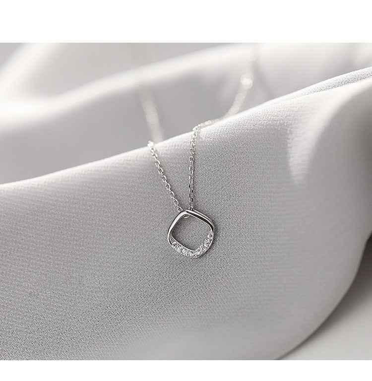 S925 Sterling Silver Geometric Square Diamond Necklace - JIMMY JEWELRY 01