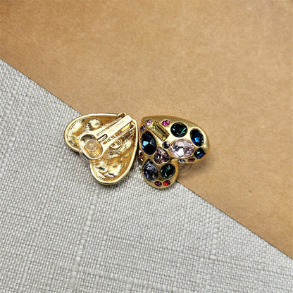 Oscar de la Renta Heart-Shaped Crystal Diamond Stud Earrings