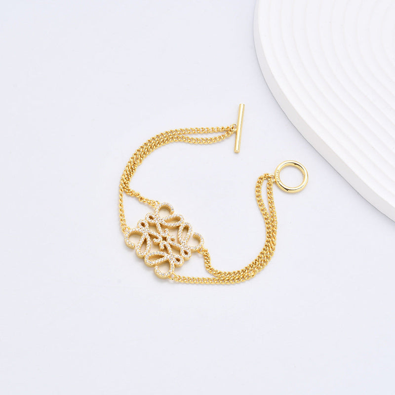 LOEWE Diamond Cutout Logo Metal Stud Earrings Bracelet Necklace