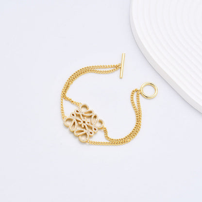 LOEWE Diamond Cutout Logo Metal Stud Earrings Bracelet Necklace