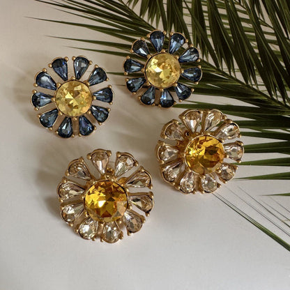 Oscar de la Renta Diamond Sunburst Flower Stud Earrings
