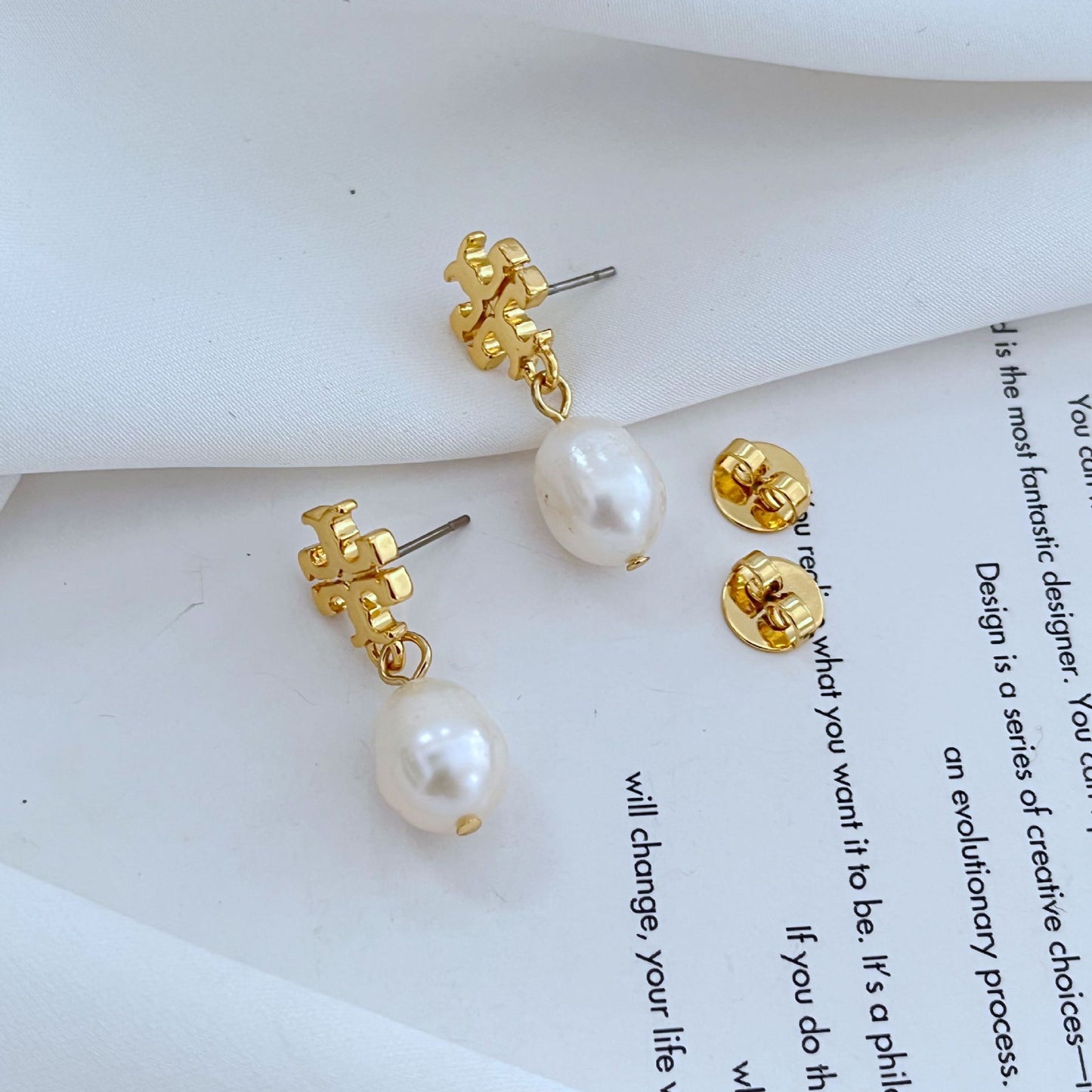 Tory Burch Crystal Pearl Drop Earrings For Women