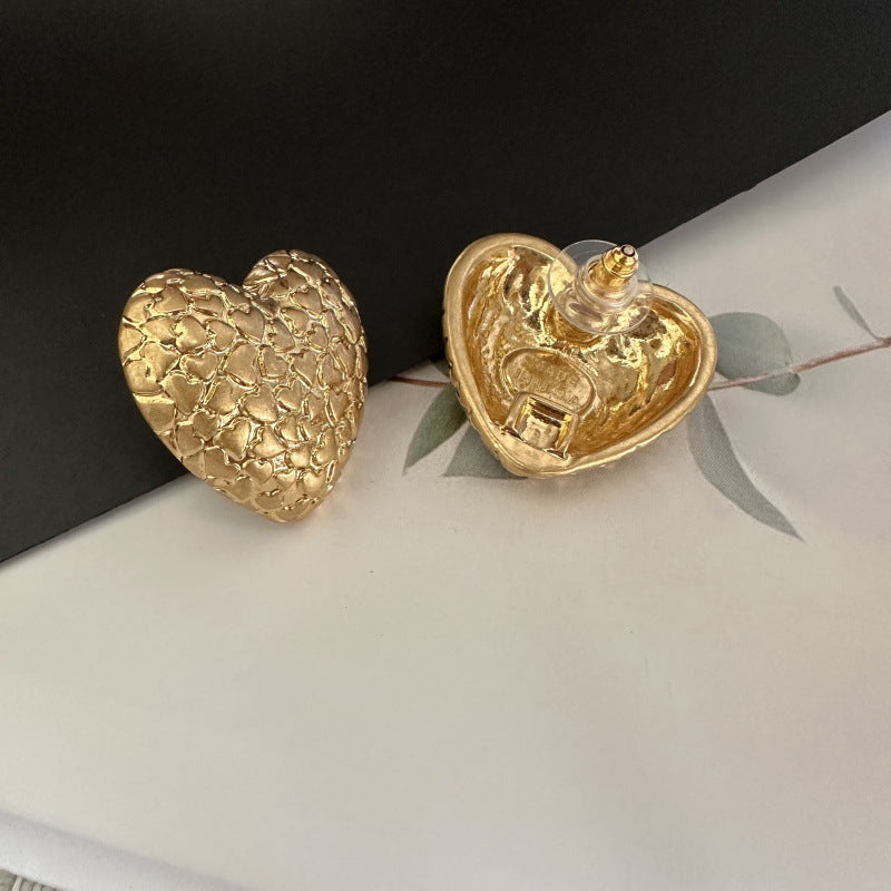 Oscar de la Renta Vintage-Print Heart Stud & Clip-on Earrings