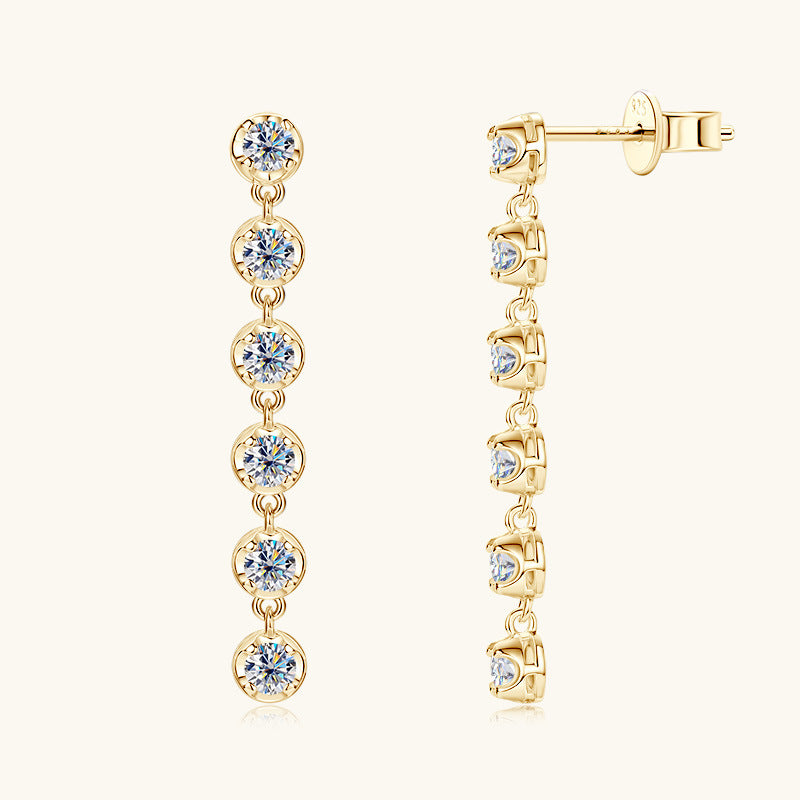 Moissanite Linear Drop Earrings