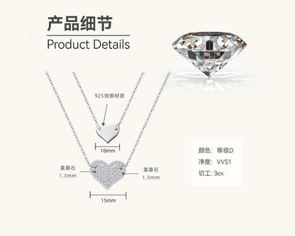 Mother Daughter Heart Moissanite Necklace