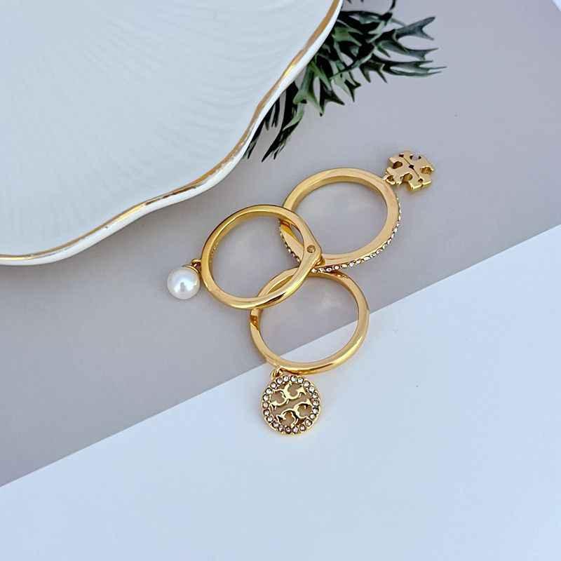 Tory Burch Pearl Rhinestone Three-in-One Ring - JIMMY JEWELRY 01
