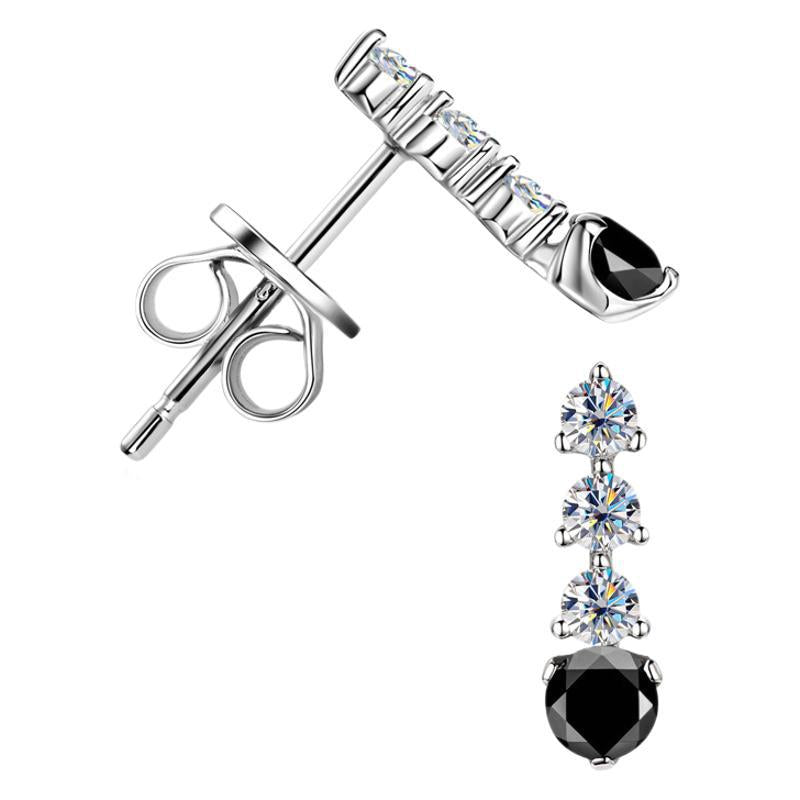 Moissanite and Black Onyx Drop Earrings