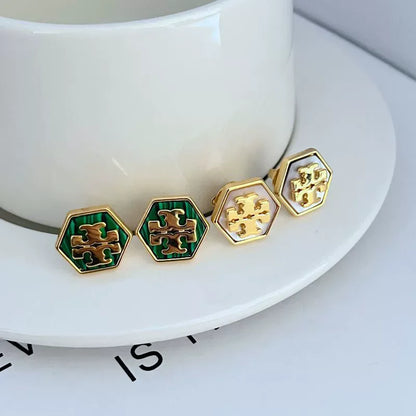 Tory Burch Shell Hexagonal Earrings - JIMMY JEWELRY 01