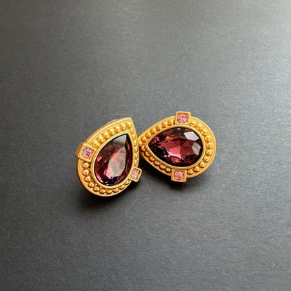 Oscar de la Renta heart-shaped crystal stud clip-on earrings