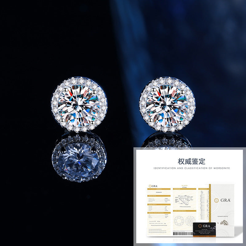 VVS Moissanite Diamond Halo Stud Earrings For Men