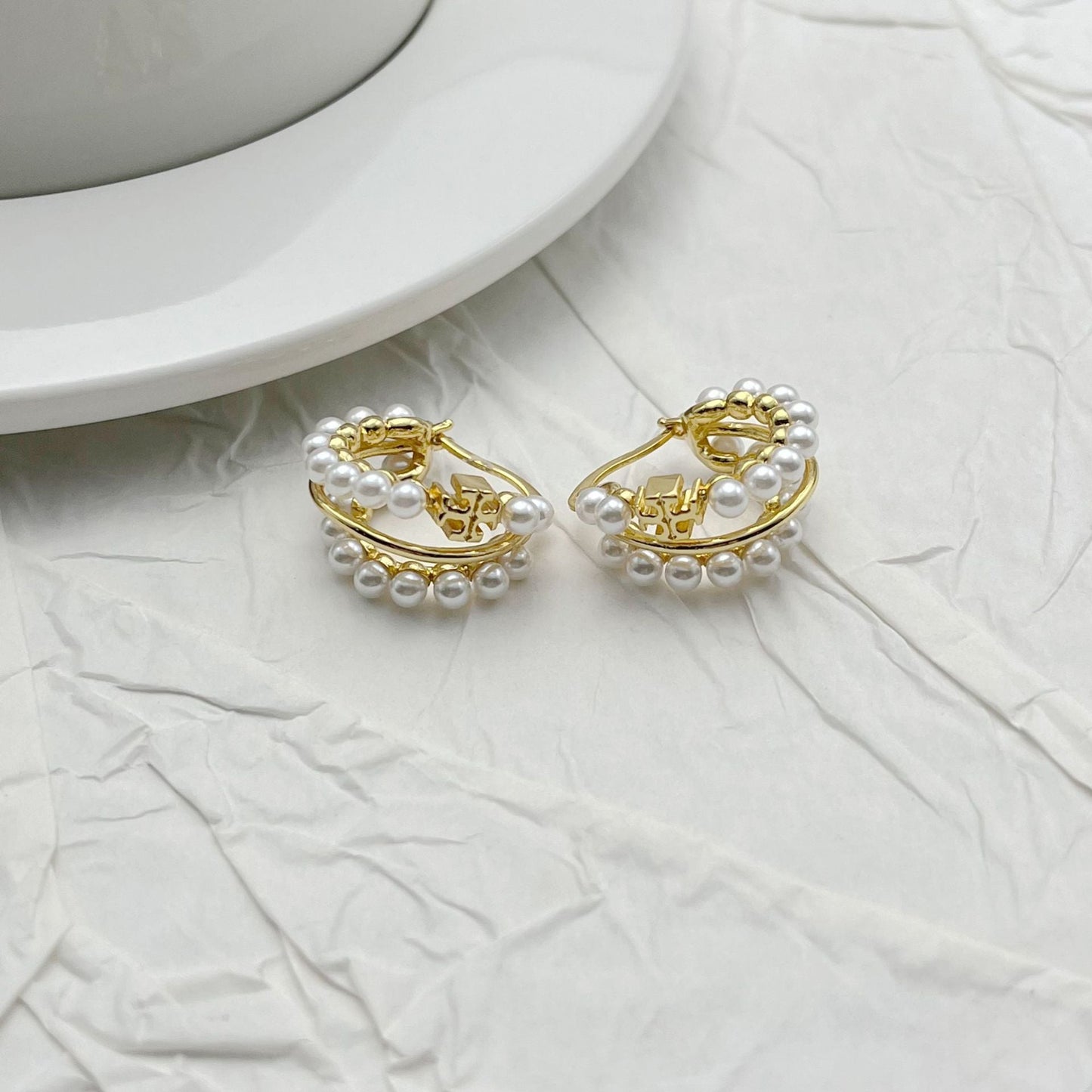 Tory Burch Lightweight Luxury Faux Pearl Multi-Hoop Earrings