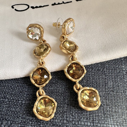 Oscar de la Renta Full-Crystal Glass Square Drop Earrings