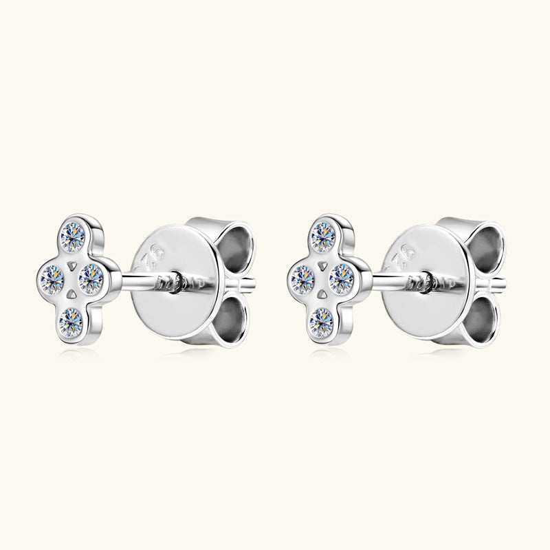 Moissanite Four-Leaf Clover Stud Earrings