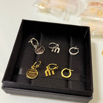 Miu Miu Enamel Asymmetrical Three-Piece Metal Earrings