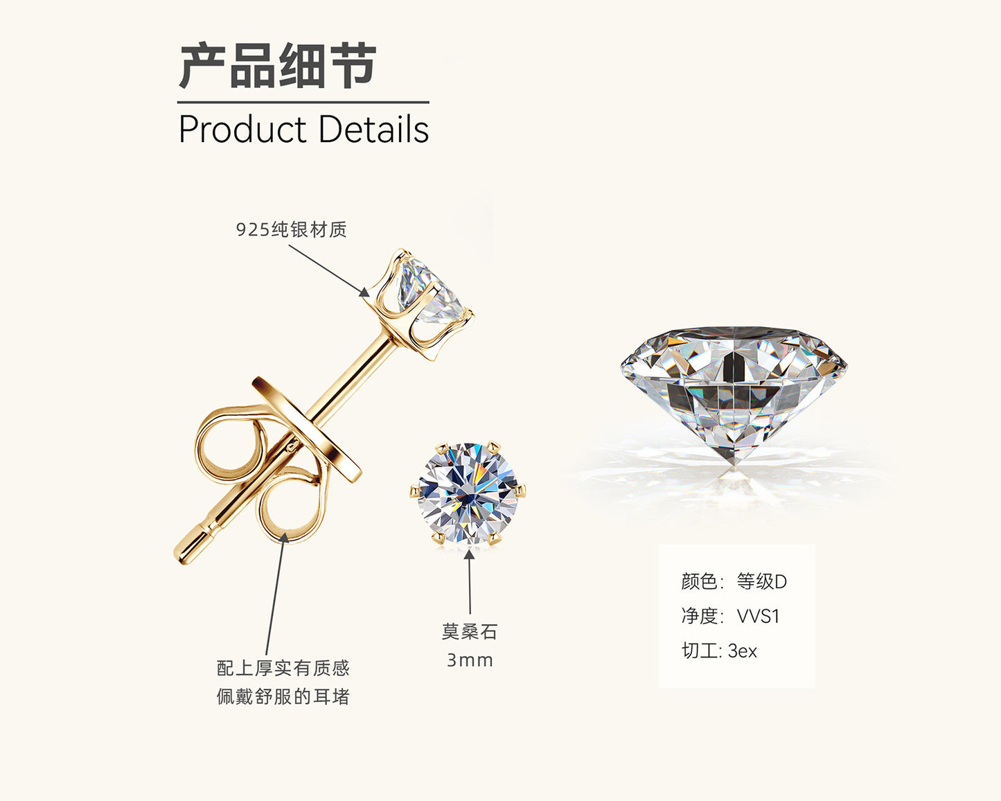 Moissanite Stud Earring Collection