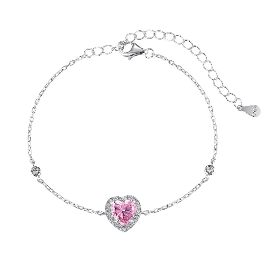 Pink Heart Charm Bracelet  For Women