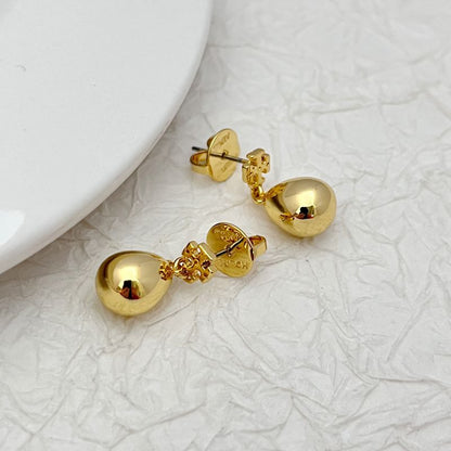 Tory Burch Gold-tone Shiny Teardrop Pendant Earrings
