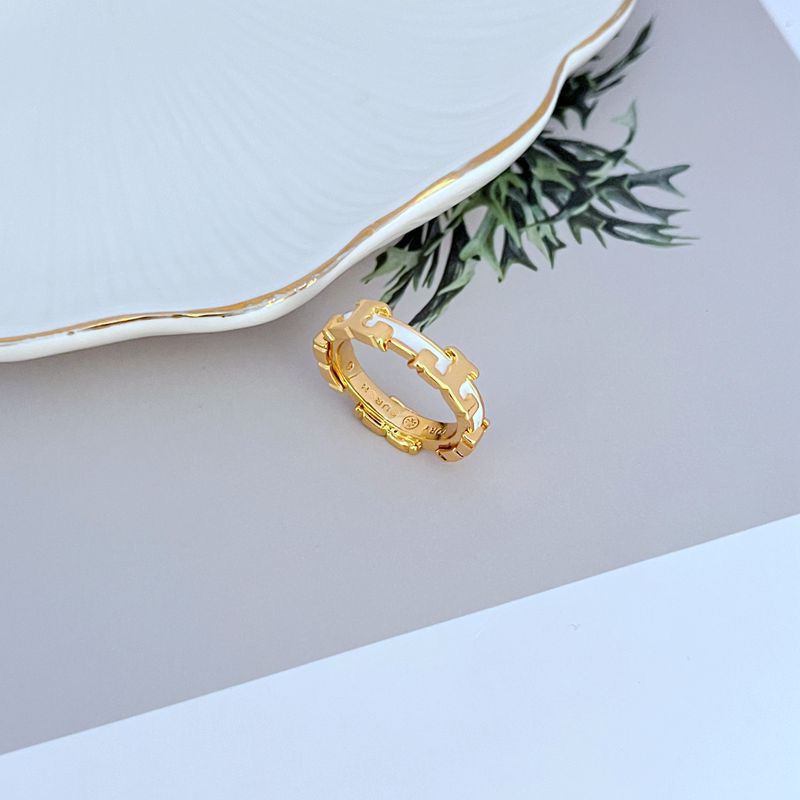 Tory Burch Enamel Geometric Circle Metal Ring women