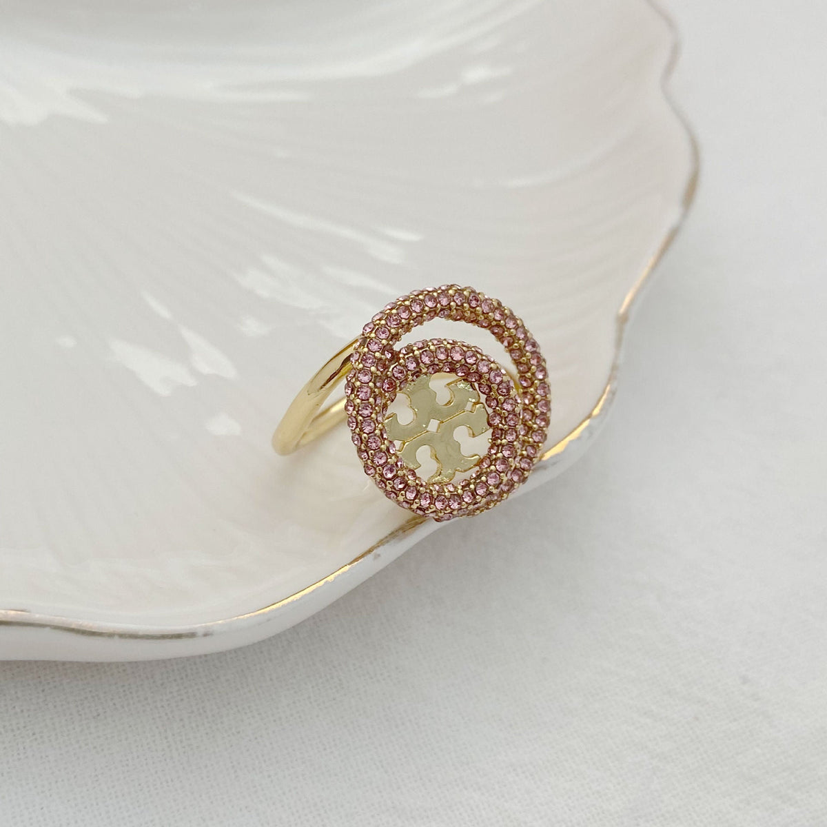 Tory Burch 18K Gold-Plated Pavé Openwork Star-Trail Ring