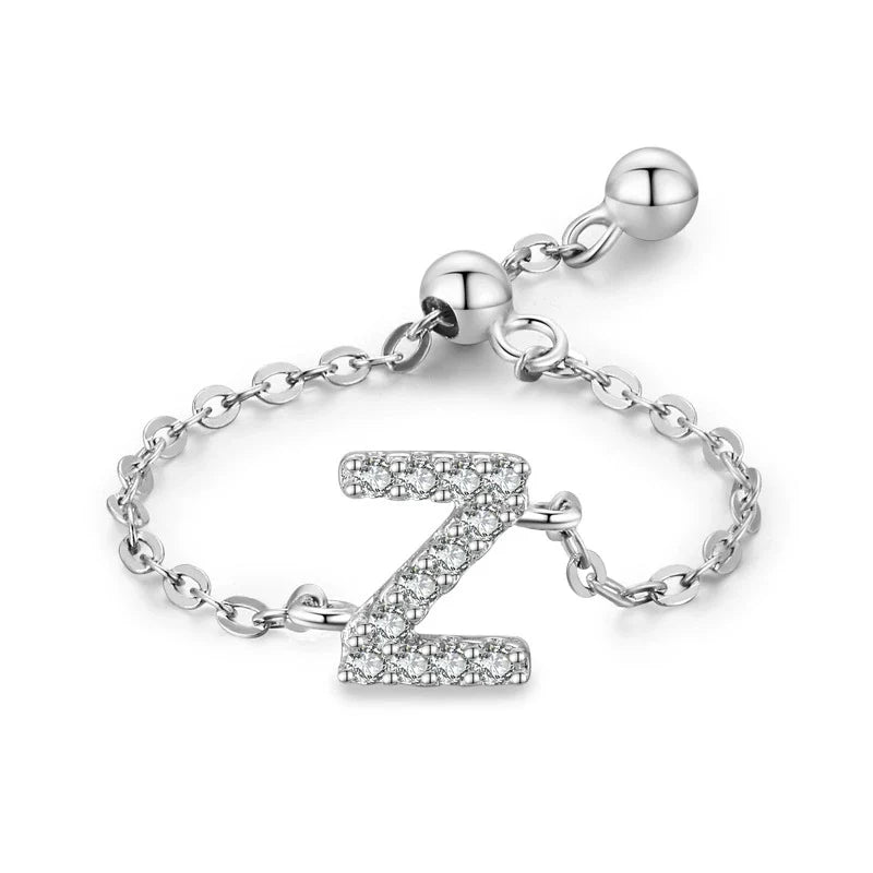 Pavé initial letter bracelet with a “Z” charm in sterling silver link chain