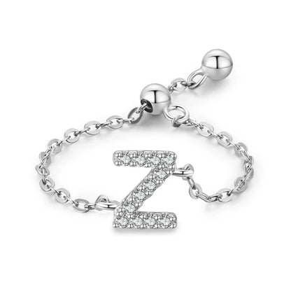 Pavé initial letter bracelet with a “Z” charm in sterling silver link chain