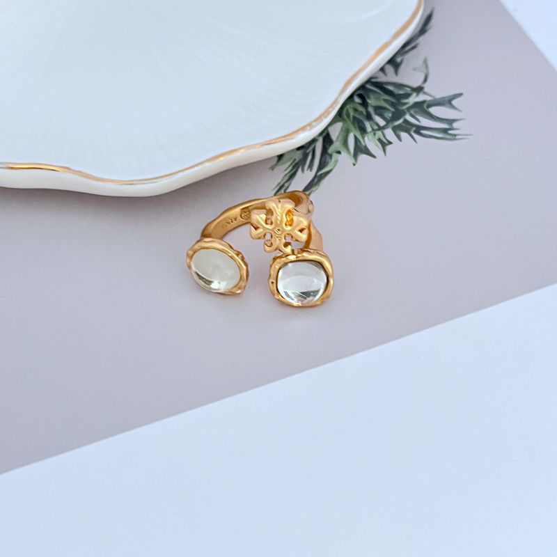 Tory Burch Acrylic Logo Personalized Open Metal Ring