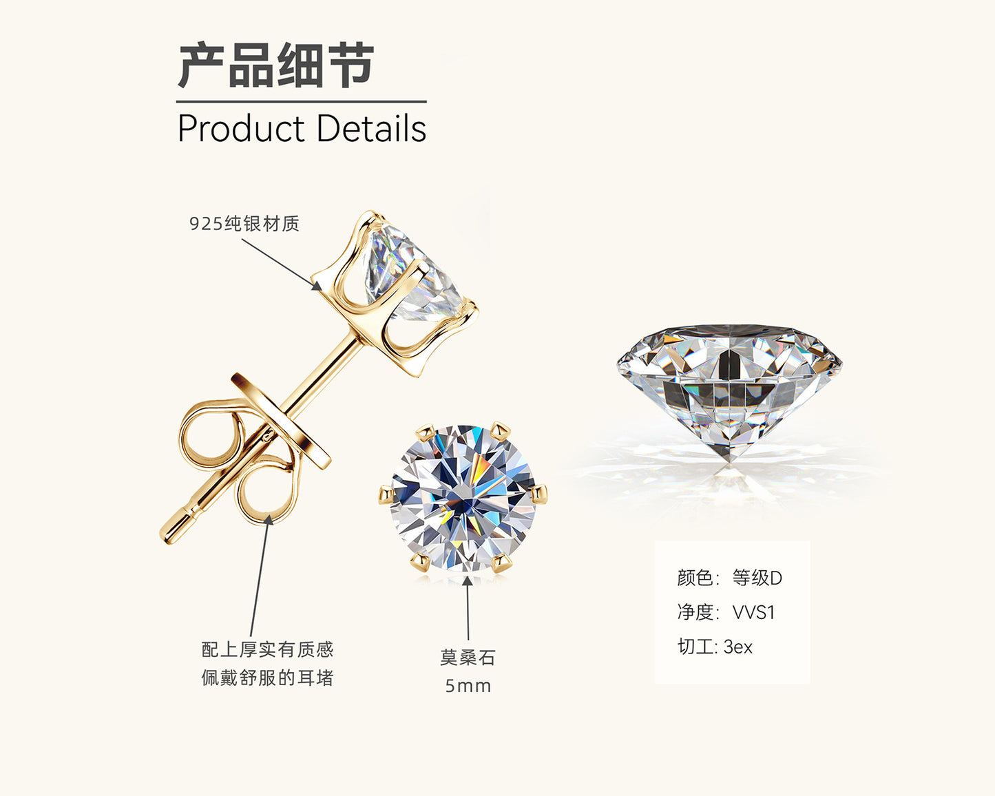 Moissanite Stud Earring Collection