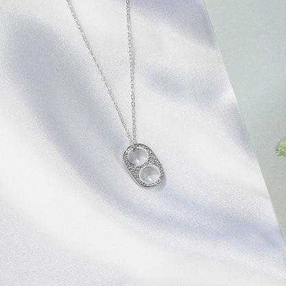 S925 Sterling Silver Cute Diamond Pig Nose Necklace