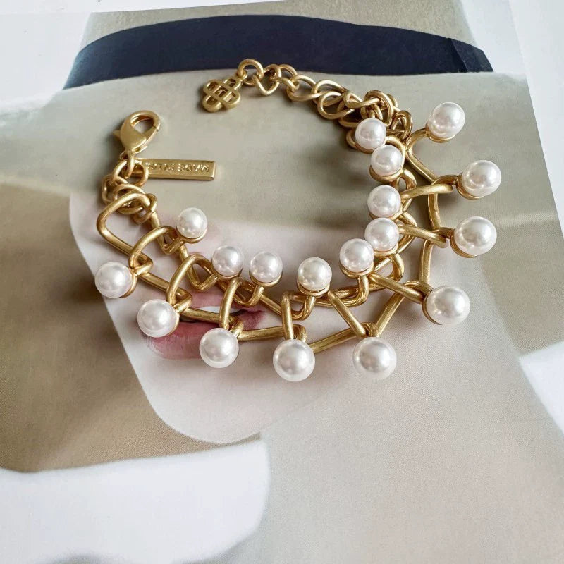 Oscar de la Renta Intertwined Link Pearl Bracelet & Necklace Set