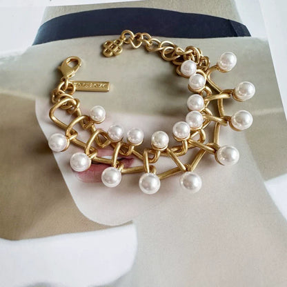 Oscar de la Renta Intertwined Link Pearl Bracelet & Necklace Set
