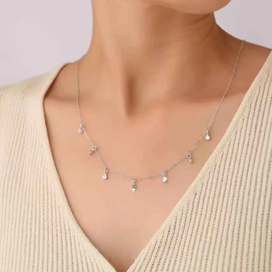 S925 Sterling Silver Geometric Teardrop Zircon Necklace Pendant - JIMMY JEWELRY 01