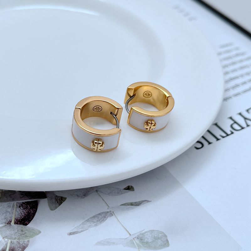 Tory Burch Enamel Geometric Hoop Earrings for Women