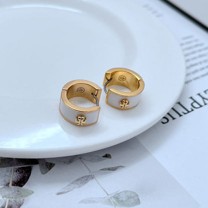 Tory Burch Enamel Geometric Hoop Earrings for Women