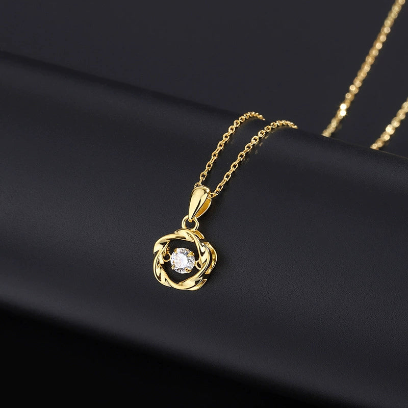 Romantic Aesthetic Recycled S999 Pure Silver Dancing Rose Necklace